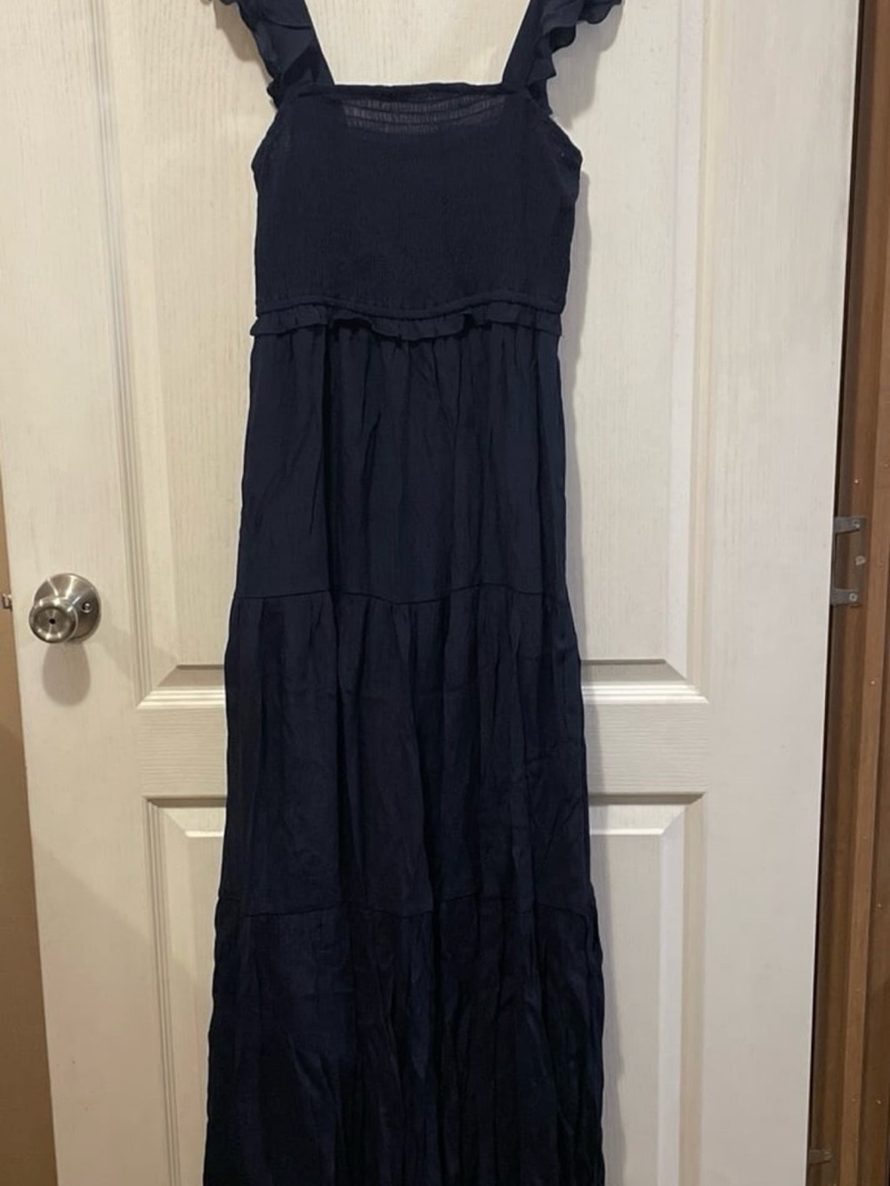 Nanette Lepore Navy Smocked Maxi Dress Size: 6